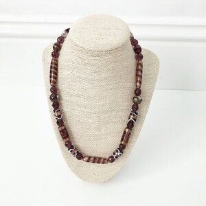 NWT Genuine Murano Glass & Czech Crystal Beads Necklace Purple Gold